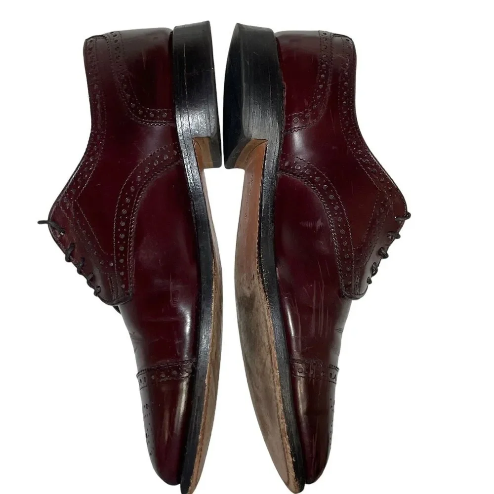 Allen Edmonds SANFORD Burgundy Leather Cap Toe‎ Oxford Dress Shoes 5237 Size 9D